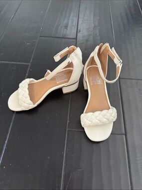 DV by Dolce Vita Cream Braided Ankle-Strap Block Heel Sandals